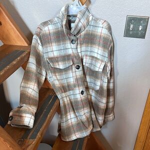 Women's Plaid Jacket - Tan and Brown